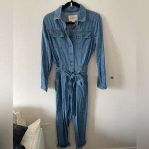 Anthropologie Pilcro and Letterpress Denim Jumpsuit Belted